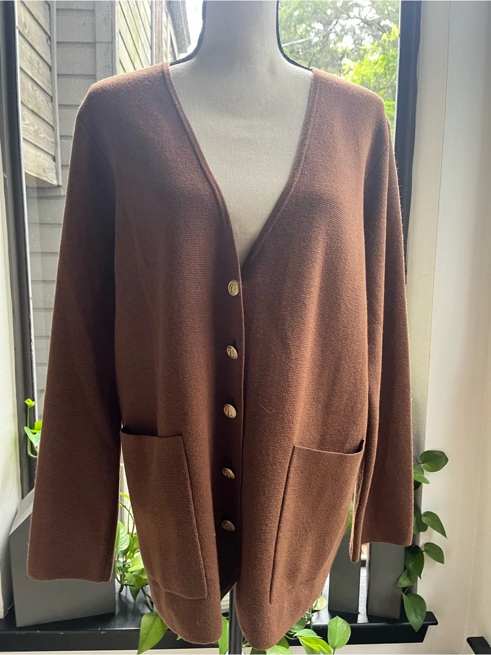 J. Crew Brown V-Neck Button Front Cardigan